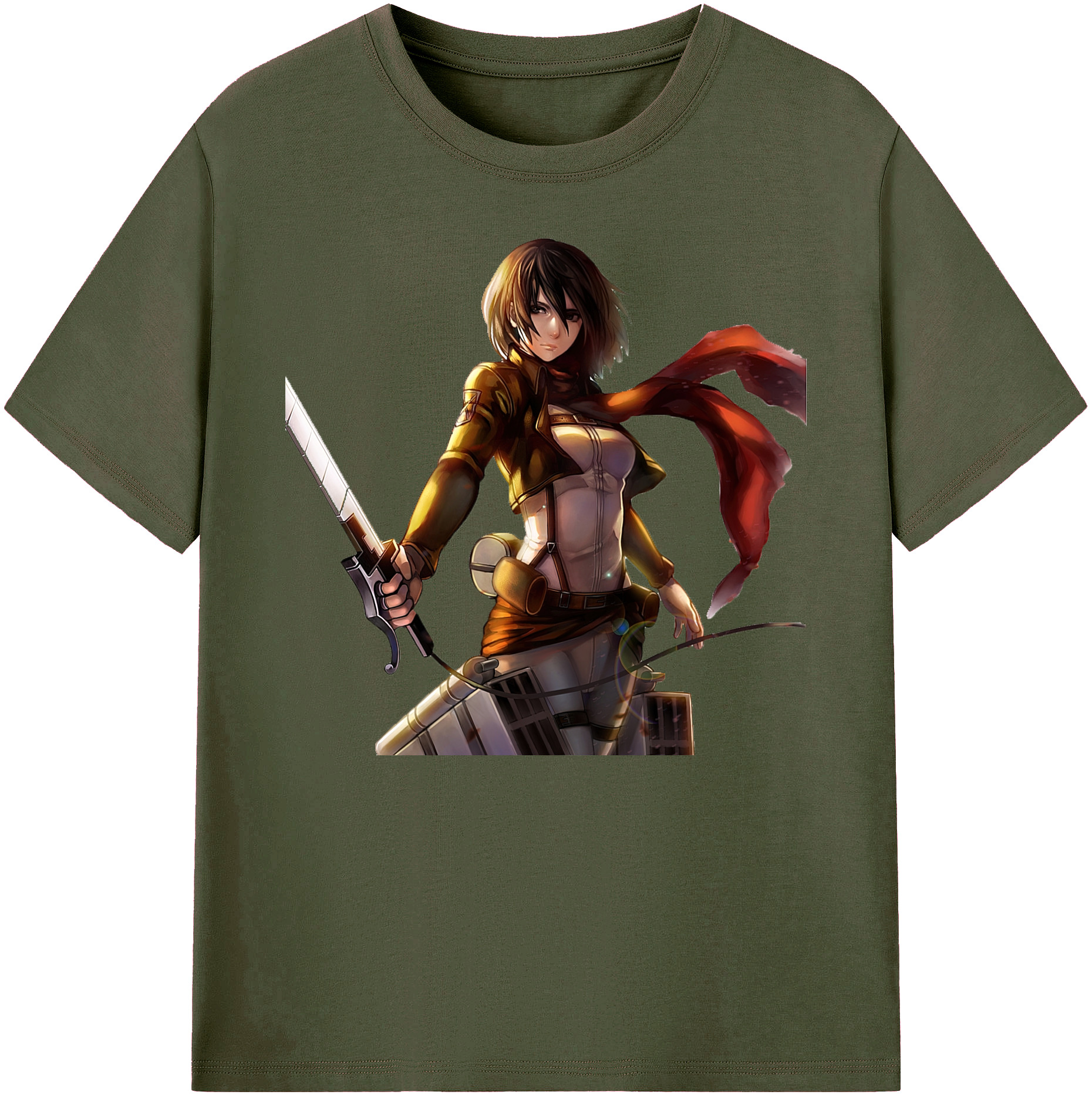 （画像用） 進撃の巨人 ミカサ·アッカーマン Attack on Titan Mikasa Ackerman 綿100％ メンズ半袖Tシャツ｜肌触りやわらか＆通気性